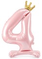 Stojący balon z koroną cyfra 4 j. różowy 84 cm XL