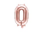 Balon foliowy Cyfra 0, 35cm, różowe złoto
