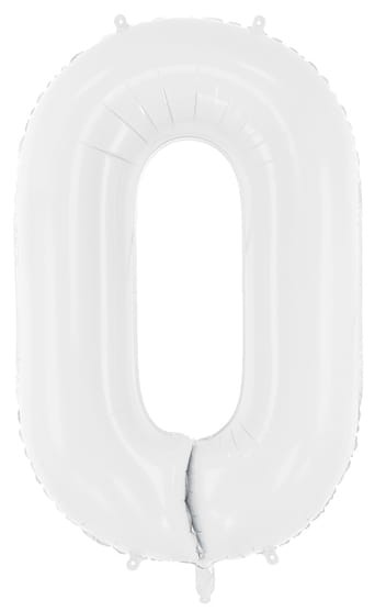 Balon foliowy Cyfra 0, 86cm, biały XL
