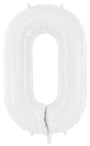 Balon foliowy Cyfra 0, 86cm, biały XL