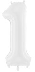 Balon foliowy Cyfra 1, 86cm, biały XL