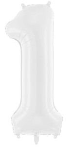 Balon foliowy Cyfra 1, 86cm, biały XL