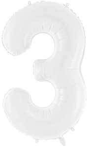 Balon foliowy Cyfra 3, 86cm, biały XL