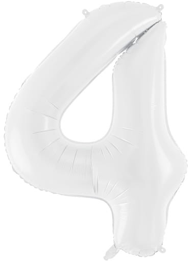 Balon foliowy Cyfra 4, 86cm, biały XL