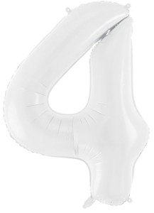 Balon foliowy Cyfra 4, 86cm, biały XL