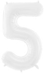 Balon foliowy Cyfra 5, 86cm, biały XL