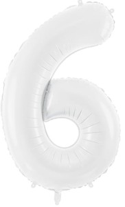 Balon foliowy Cyfra 6, 86cm, biały XL