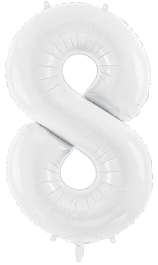 Balon foliowy Cyfra 8, 86cm, biały XL