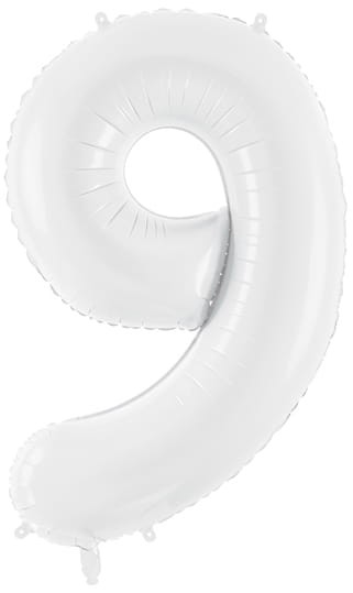 Balon foliowy Cyfra 9, 86cm, biały XL