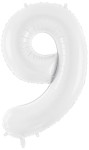 Balon foliowy Cyfra 9, 86cm, biały XL