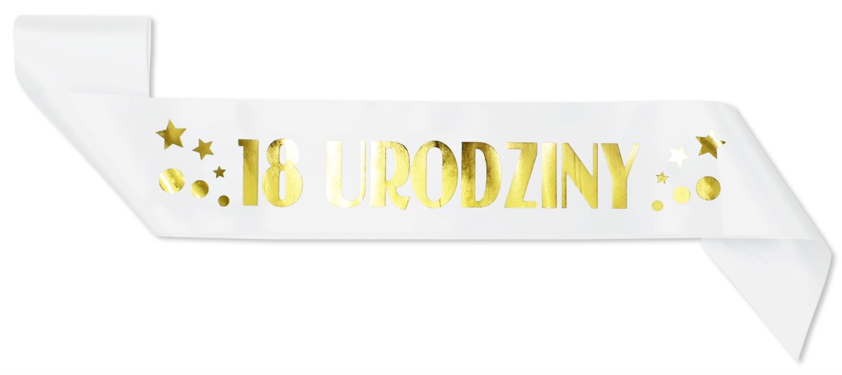 Szarfa z nadrukiem 18 urodziny złoty nadruk