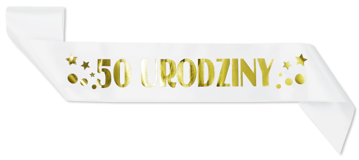 Szarfa ze złotym nadrukiem 50 urodziny