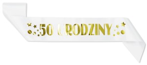 Szarfa ze złotym nadrukiem 50 urodziny