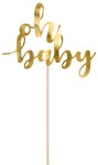 Topper na tort Oh baby, złoty, 25 cm