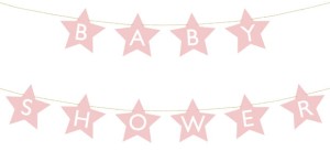 Baner Baby shower, 290x16.5 cm, jasny różowy
