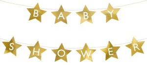 Baner Baby shower, 290x16.5 cm, złoty