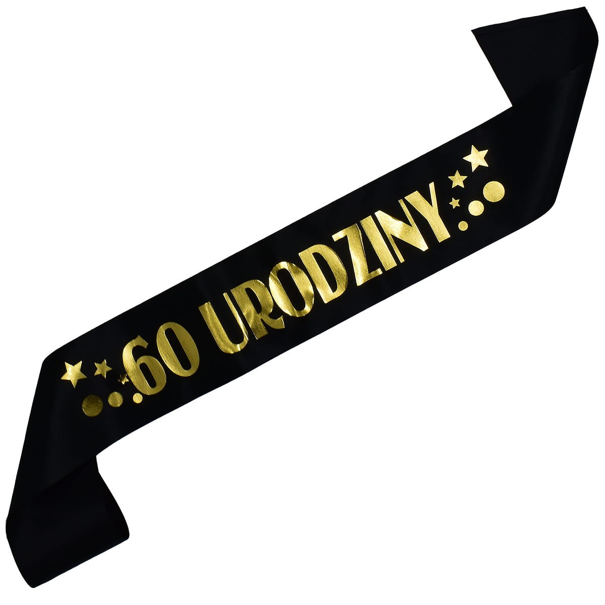 Czarna szarfa ze złotym nadrukiem 60 urodziny
