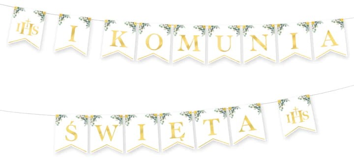 Baner komunijny I Komunia Święta Eukaliptus 240cm