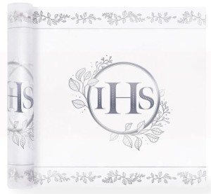 Bieżnik komunijny IHS Eukaliptus srebrny 5m