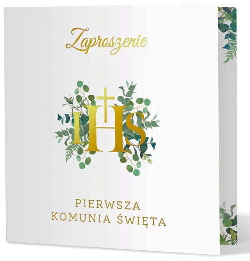 Zaproszenie na komunię Eukaliptus 10szt