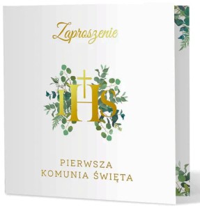 Zaproszenie na komunię Eukaliptus 10szt.