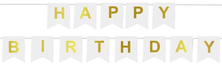 Baner urodzinowy happy birthday biały