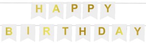 Baner urodzinowy happy birthday biały