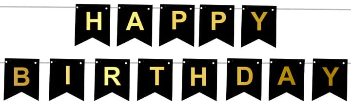 Baner urodzinowy happy birthday czarnozłoty