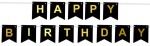 Baner urodzinowy happy birthday czarnozłoty
