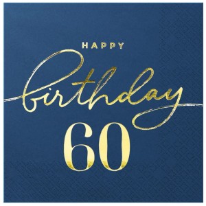 Serwetki Happy Birthday 60 granatowe 10szt.