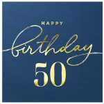 Serwetki Happy Birthday 50 granatowe 10szt