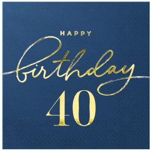 Serwetki Happy Birthday 30 granatowe 10szt.