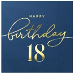 Serwetki Happy Birthday 18 granatowe 10szt.