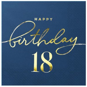 Serwetki Happy Birthday 18 granatowe 10szt.