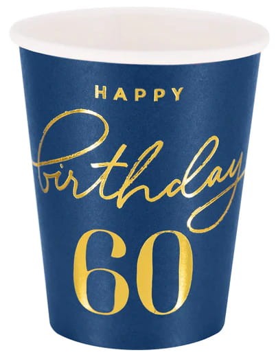 Kubek Happy Birthday 60 granatowy 220ml 6szt.