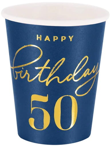 Kubek Happy Birthday 50 granatowy 220ml 6szt.