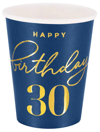 Kubek Happy Birthday 30 granatowy 220ml 6szt.