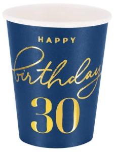 Kubek Happy Birthday 30 granatowy 220ml 6szt.