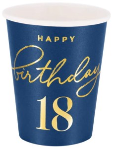 Kubek Happy Birthday 18 granatowy 220ml 6szt.