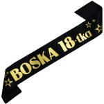 Czarna szarfa ze złotym nadrukiem Boska 18tka