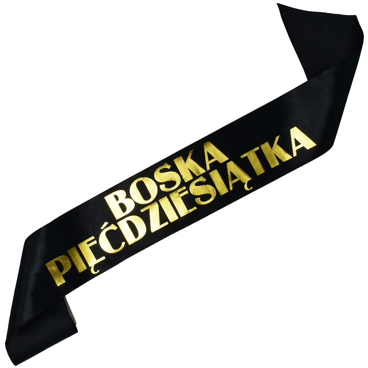 Czarna szarfa ze złotym nadrukiem boska pięździesiątka