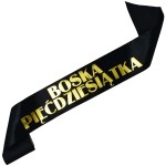 Czarna szarfa ze złotym nadrukiem Boska Pięćdziesiątka