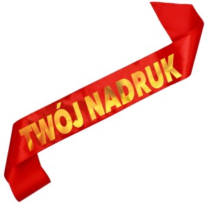 Czerwona szarfa z Twoim nadrukiem w kolorze złotym
