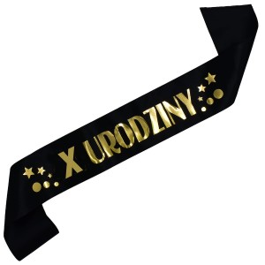 Czarna szarfa z dowolną cyfrą i kolorem nadruku