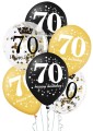 Zestaw balonów 70 urodziny z konfetti 12 cali 6szt