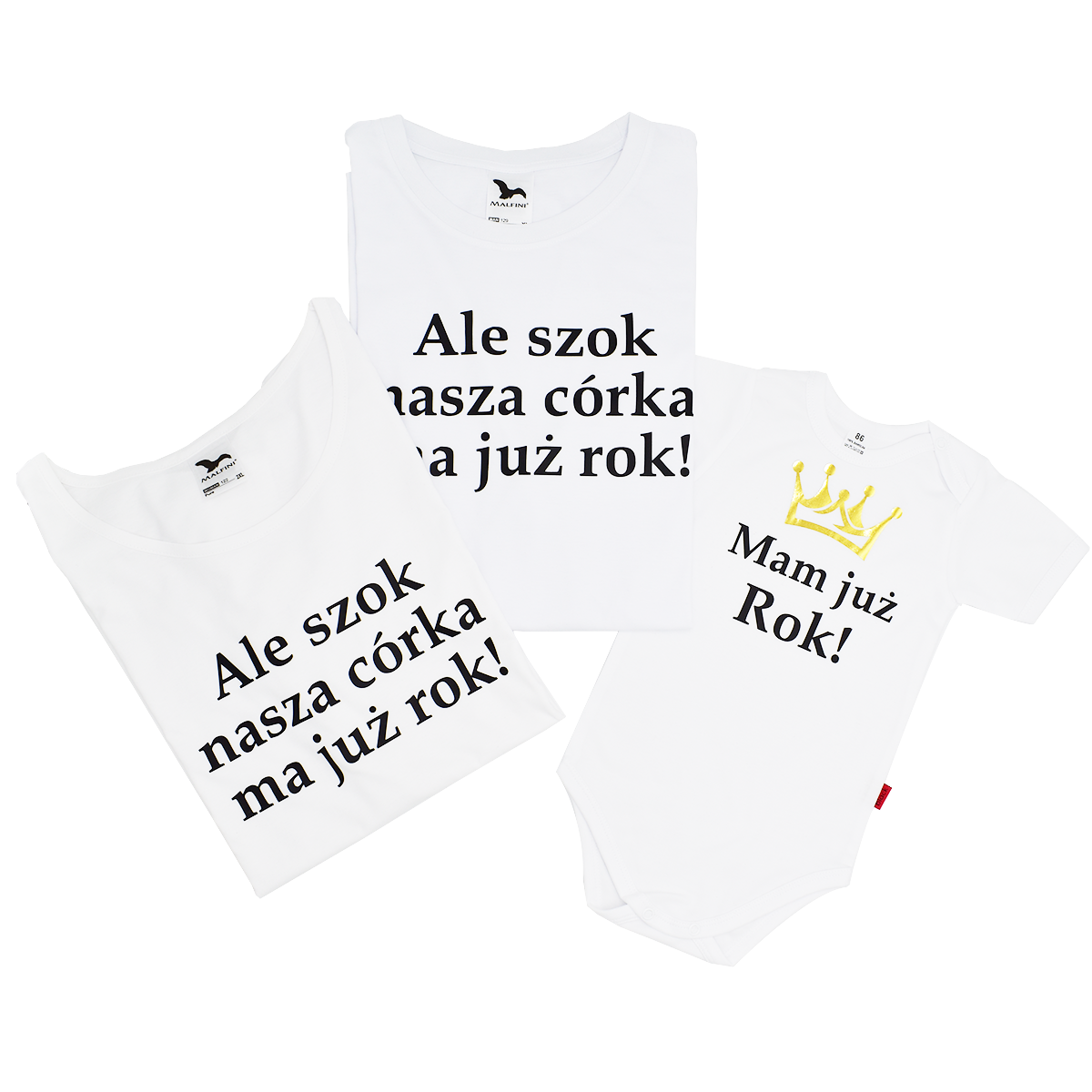 komplet tshirt tata mama body dziecko ale szok nasza corka ma juz rok