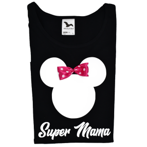 Koszulka Super Mama z myszką i kokardką
