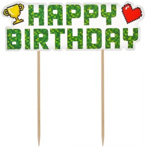 Dekoracja na tort Game On - Happy birthday