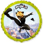 Balon foliowy 45cm - Miraculous - Cat Noir (okrągły)