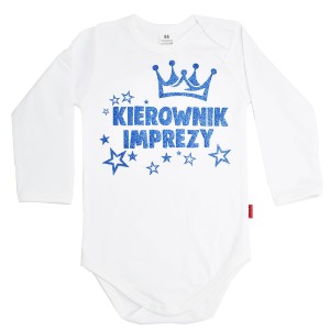 Body dziecięce Kierownik Imprezy - niebieski brokat